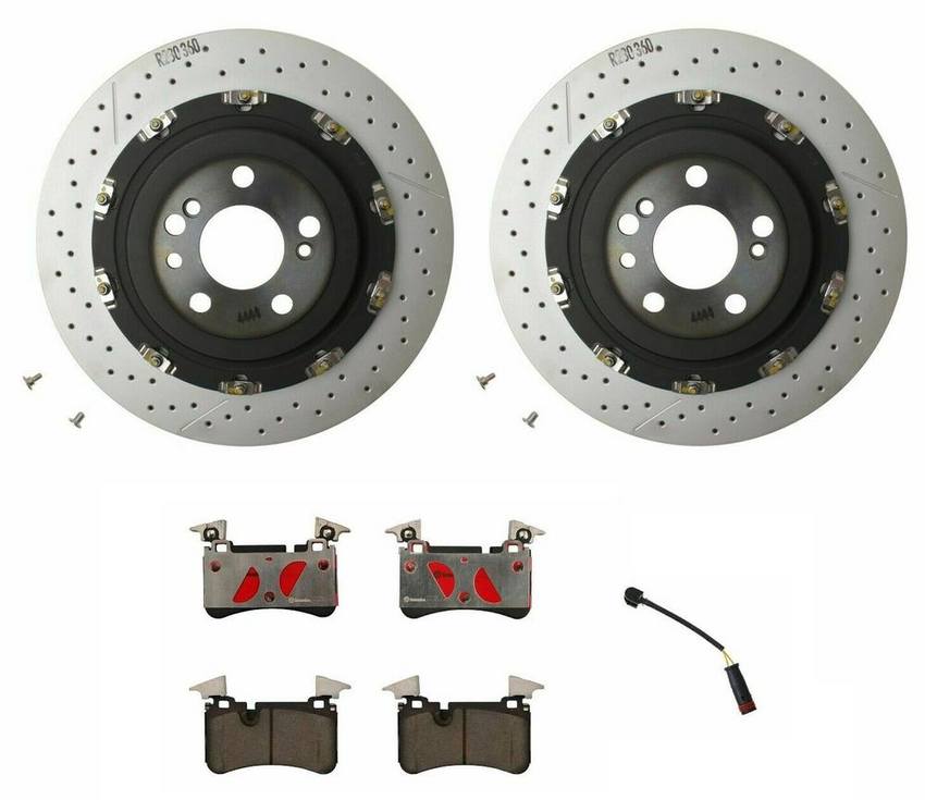 Mercedes Brembo Brakes Kit Pads and Rotors Rear (360mm) (Ceramic